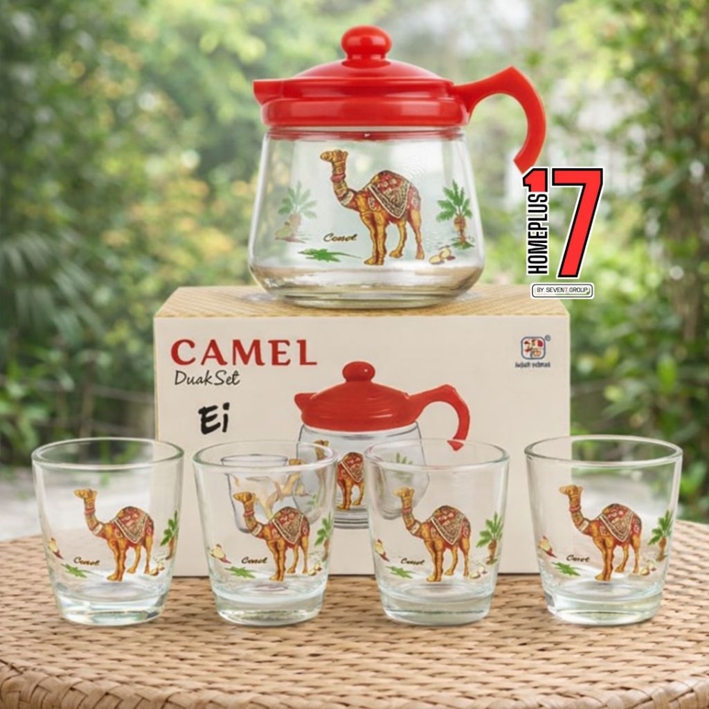Teko Set Gelas 4 Pcs Camel Motif Unta Zam Zam | Set Teko Kaca | Cocok Untuk Kado