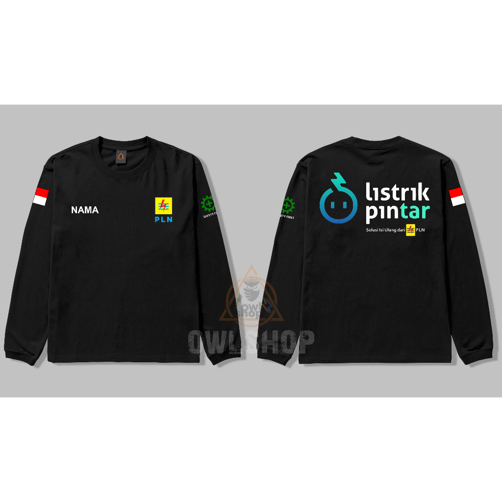 Kaos BUMN PLN Listrik Pintar Lengan Panjang Baju Distro / Kaos PLN Lengan Panjang