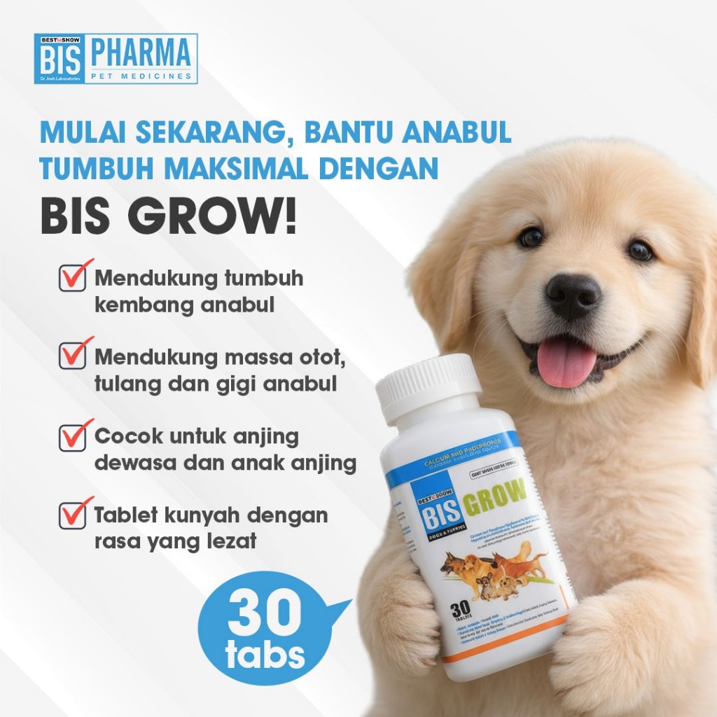 Bisgrow 30tabs - Multivitamin Tulang Anjing Kalsium Fosfor