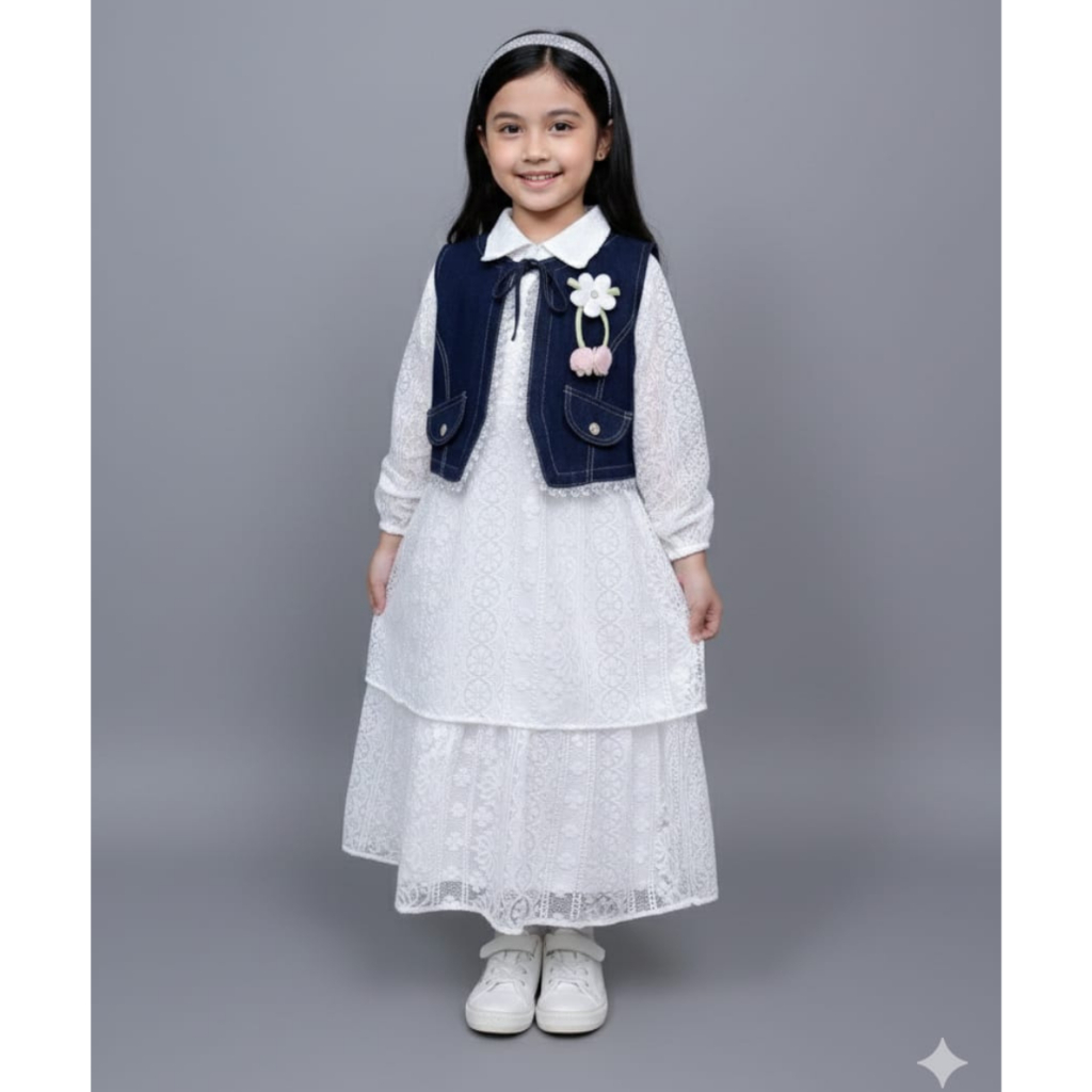 GAMIS ROMPI JEANS TERBARU ANAK PEREMPUAN USIA 3 - 10 TAHUN / DRESS BRUKAT ROMPI JEANS ANAK TERBARU -