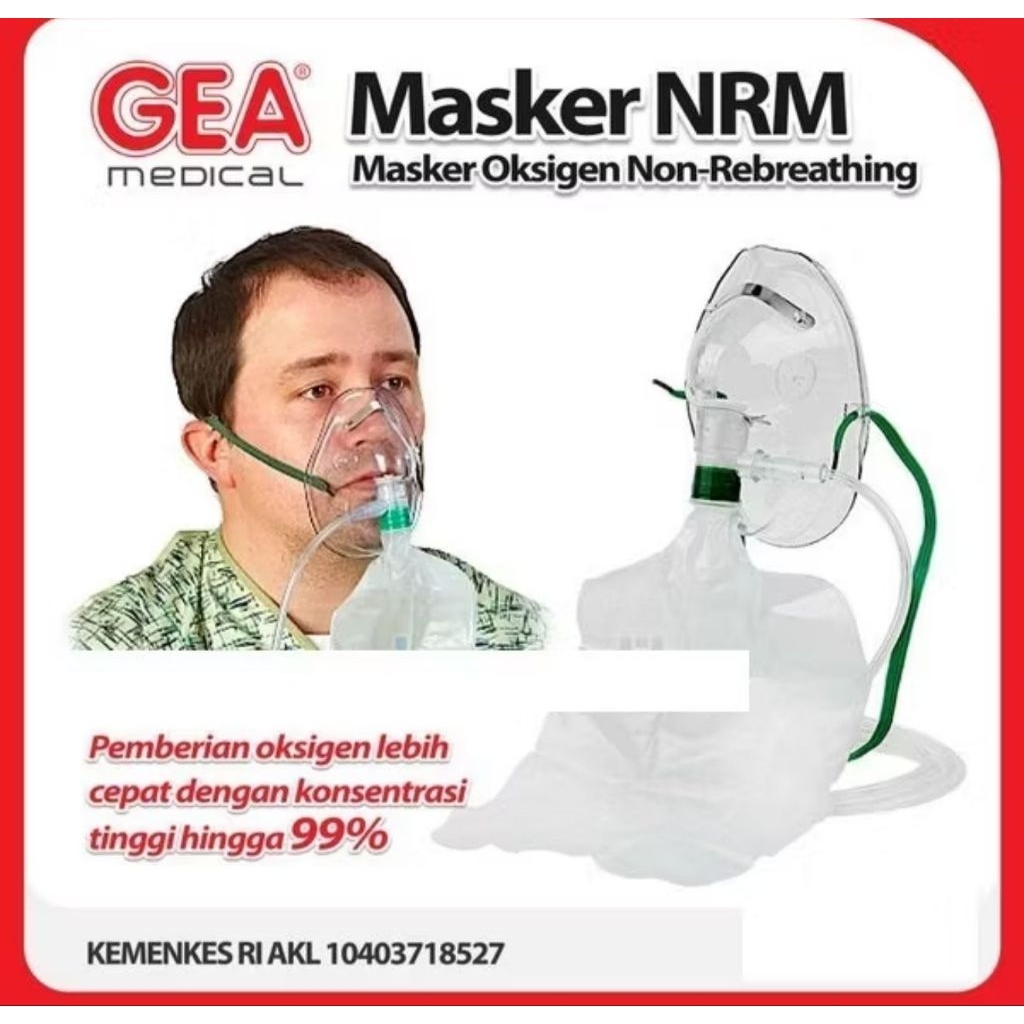 Masker Oksigen non rebreathing NRM GEA
