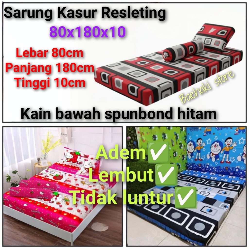 SARUNG KASUR Busa Resleting  80x180x10