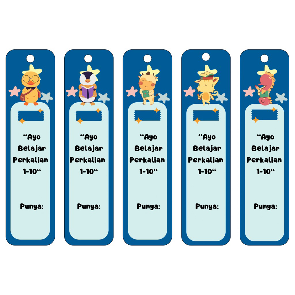 Kertas Flashcard perkalian gambar hewan