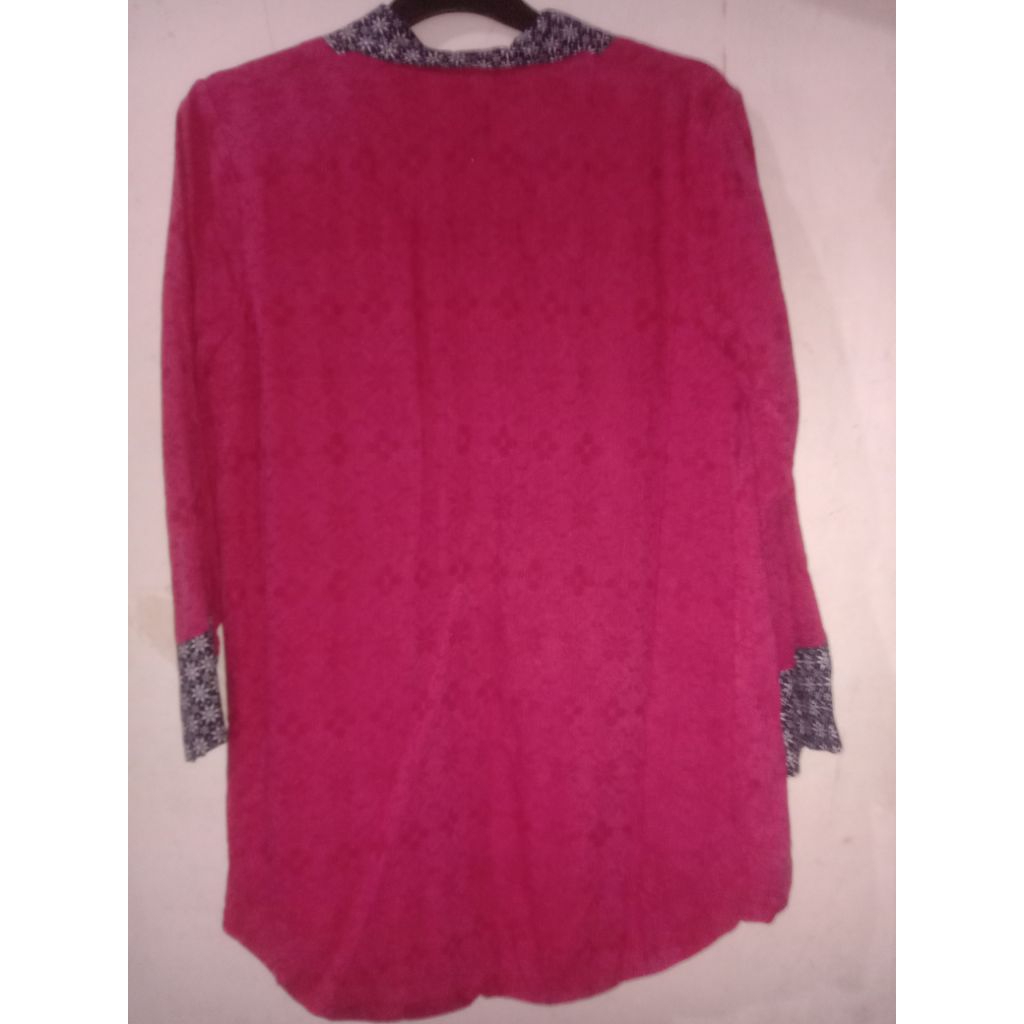 Blouse Tunik Kombinasi Batik Modern - Atasan Wanita Premium Elegant