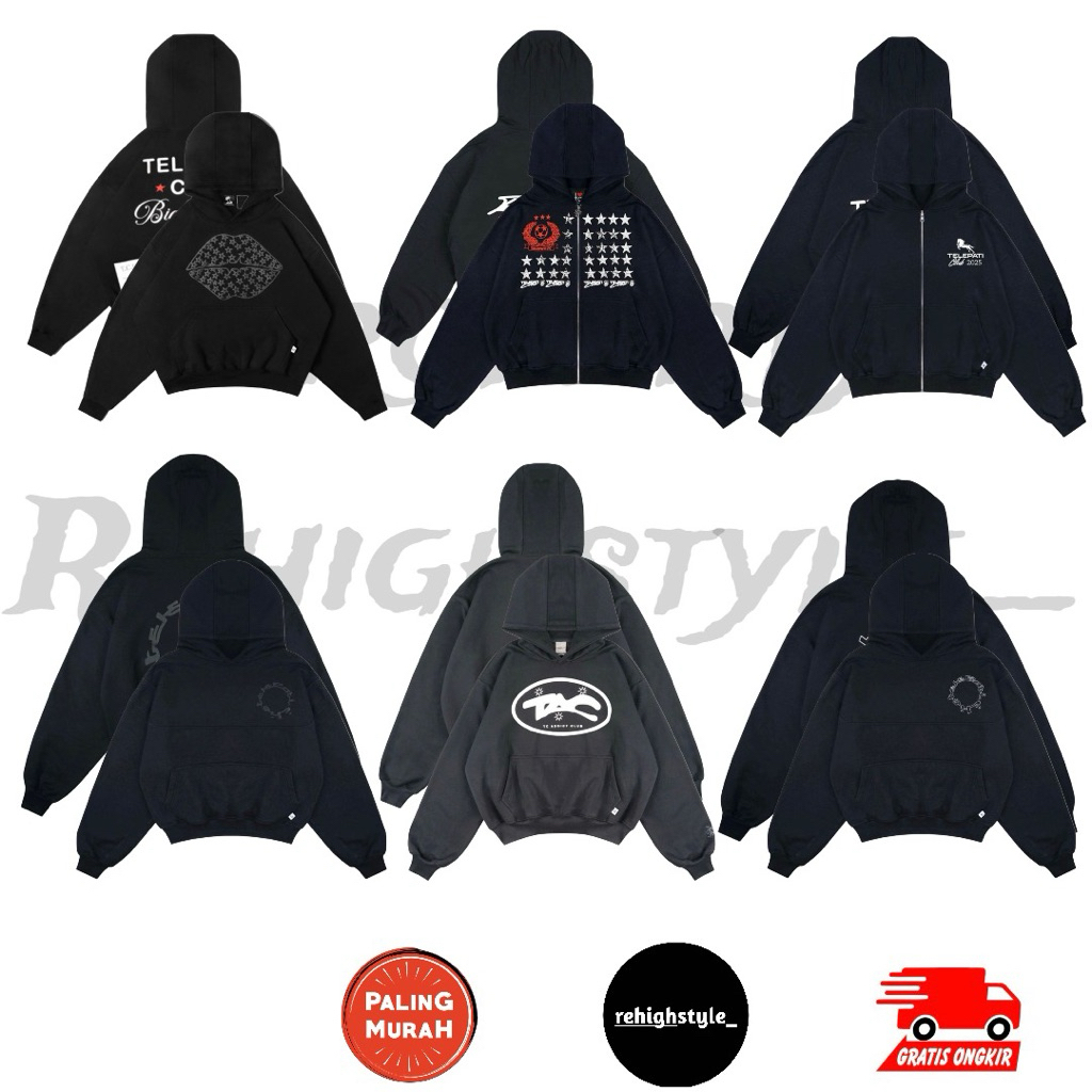 ZIP HOODIE BOXY TELEPATI WITH FA TAC / TELEPATI FLAG CLUB / TELEPATI CLUB / TELEPATI BLESSED V2 GREY