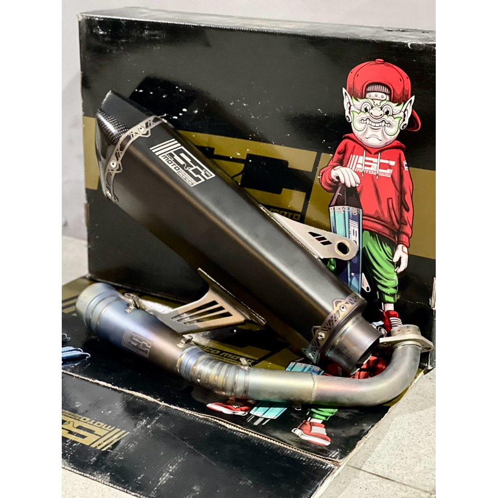 Knalpot SC Moto Ori Thailand Black Edition Full Titanium Xmax New / Xmax Old 250cc Up To 363cc