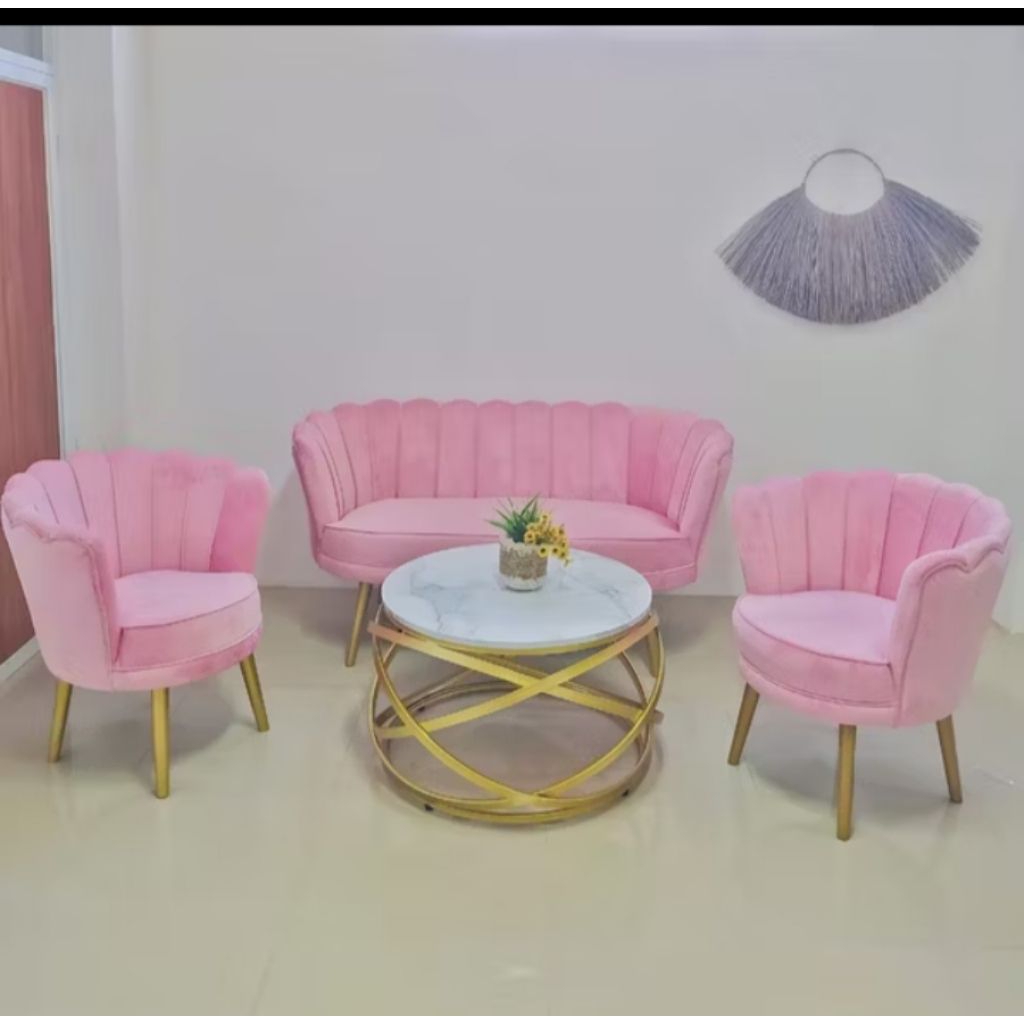 1  set sofa kerang pink furnitur Ruangan rumah HOME DECORAOTION KURSI CAFE COFFE SHOP TERLARIS