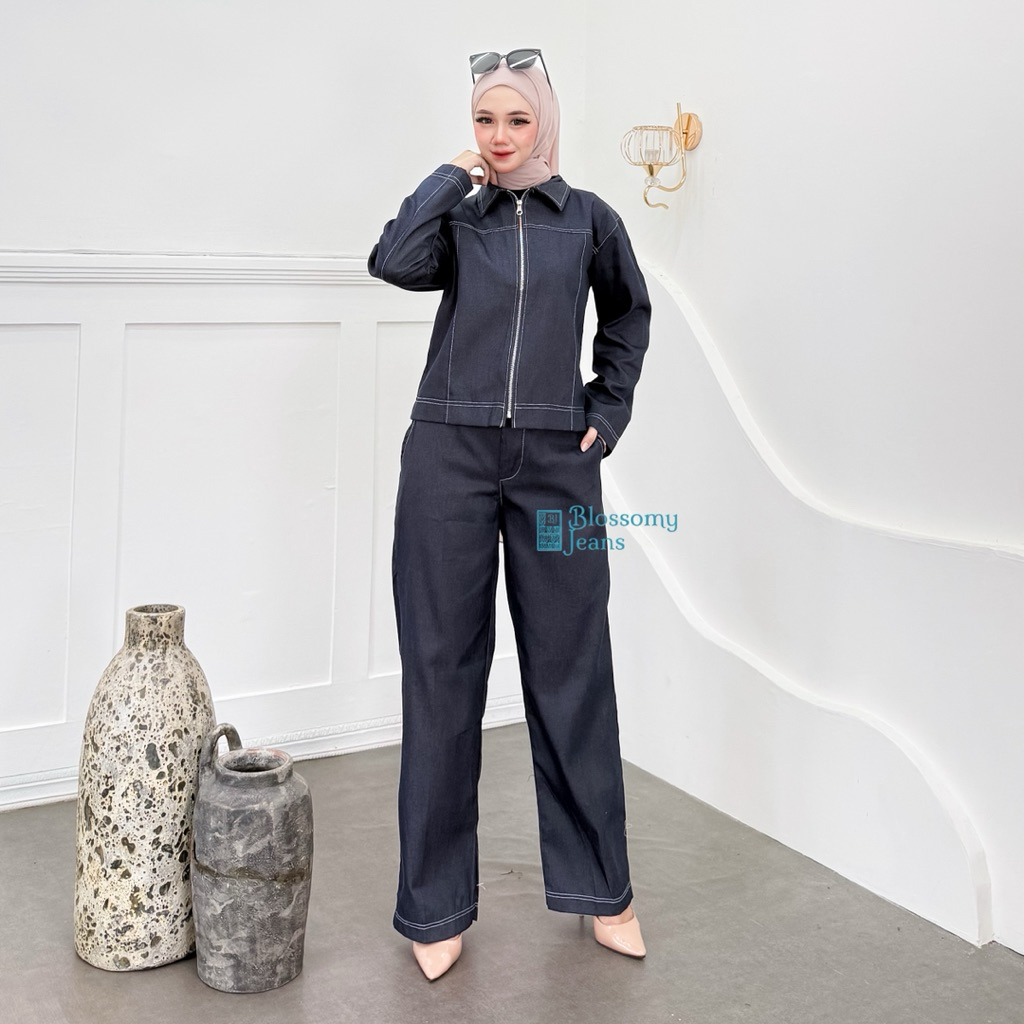 Layly One Set Jeans One Set Wanita Bawahan Celana Setelan Wanita Jeans