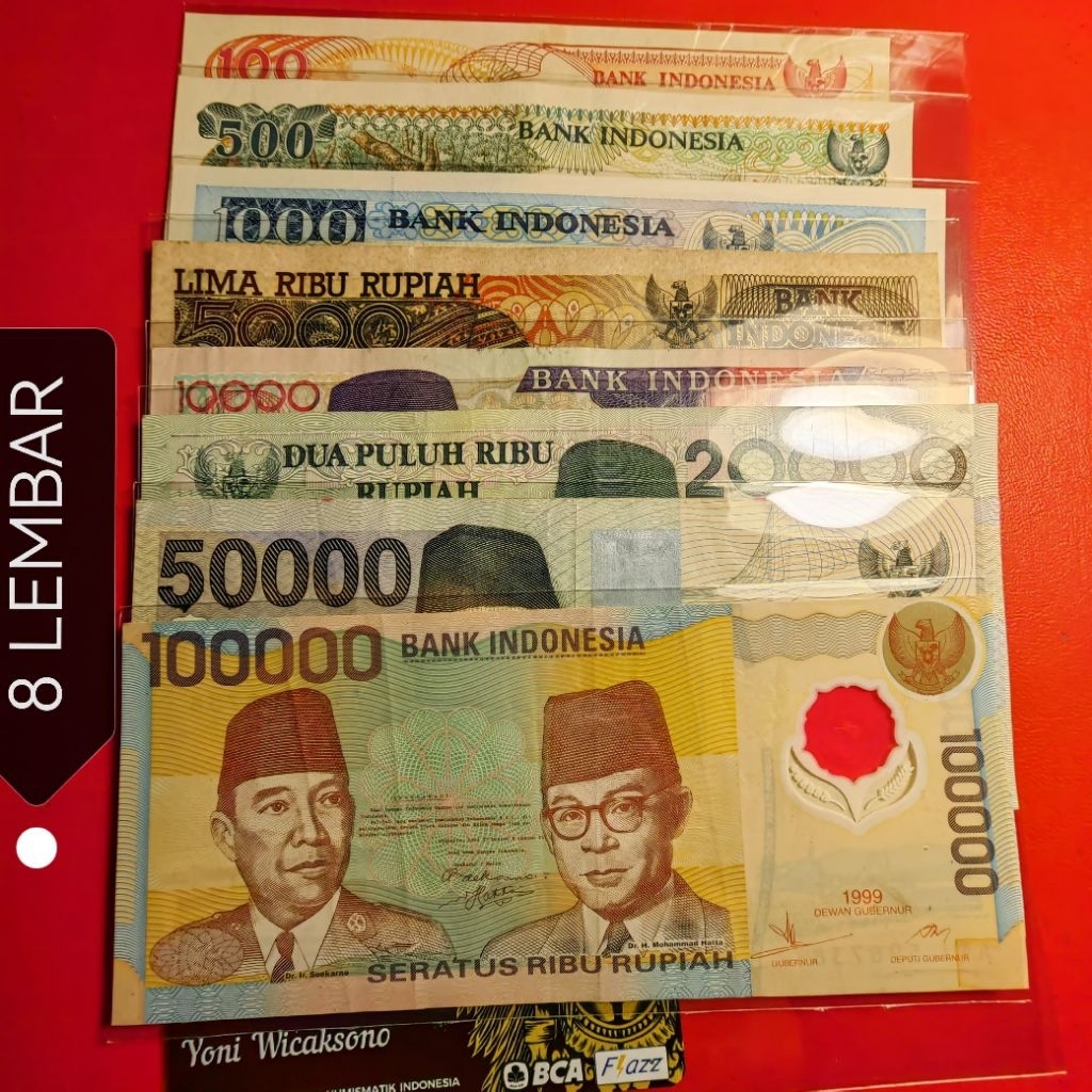 paket 8 lembar uang kertas kuno tahun 90 an asli ory
