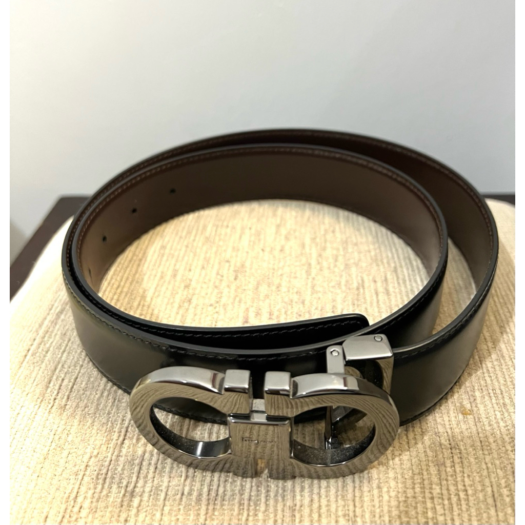 PRELOVED (Like NEW) SALVATORE FERRAGAMO Logo Buckle Belt (Black)