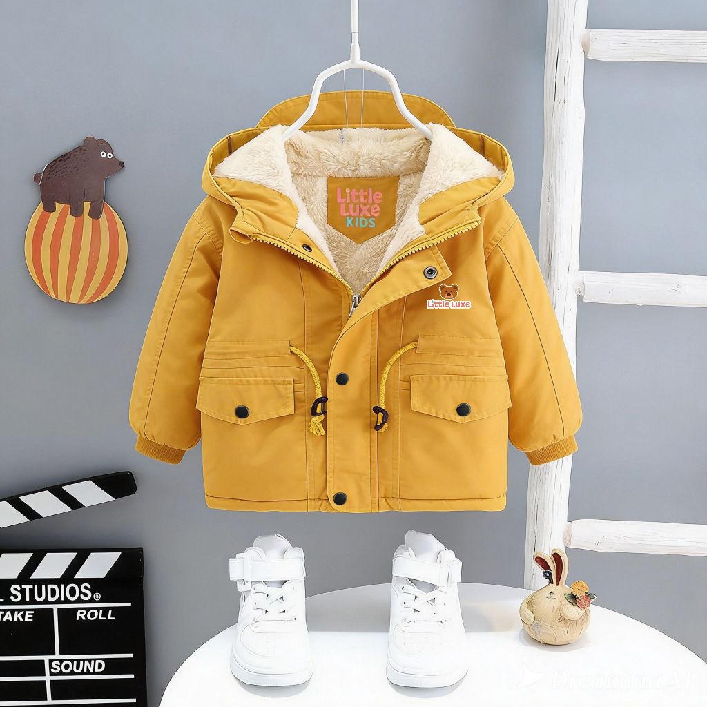 Outer Jaket Anak Tebal Bahan Toyobo Bulu Sherpa Warm And Cozy Unisex Untuk Usia 2 - 12 Tahun