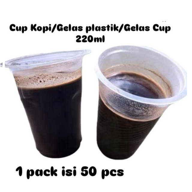 Gelas plastik/Cup plastik/cup kopi 220ml