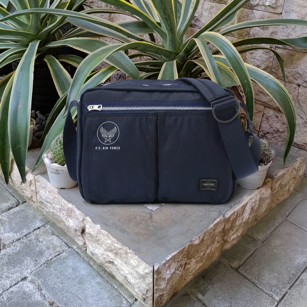 PORTER YOSHIDA & CO FLYING ACE SHOULDER BAG AIR FORCE BLUE