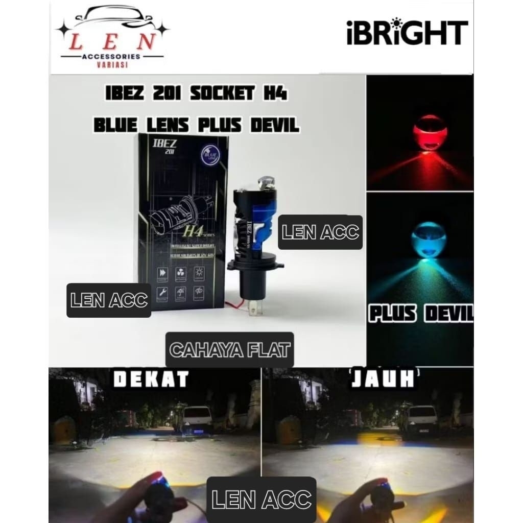 LAMPU LED H4 IBRIGHT IBEZ 201 BLUE LENS + KIPAS PENDINGIN
