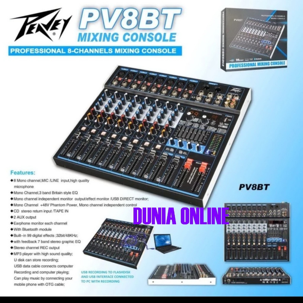Mixer audio 8 channel Peavey Pv8bt