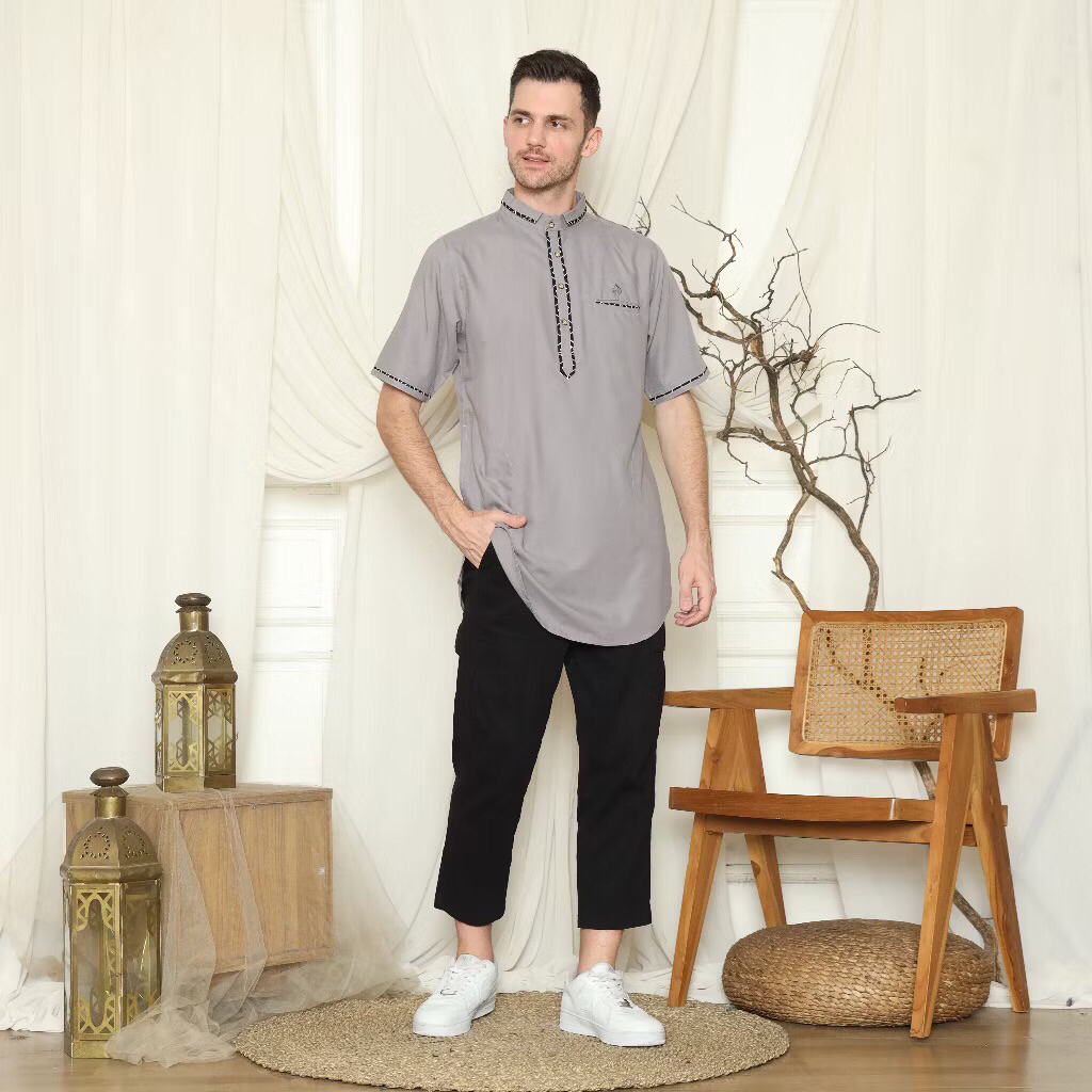 Baju Koko Fatih. Baju koko pria Lengan pendek Greey
