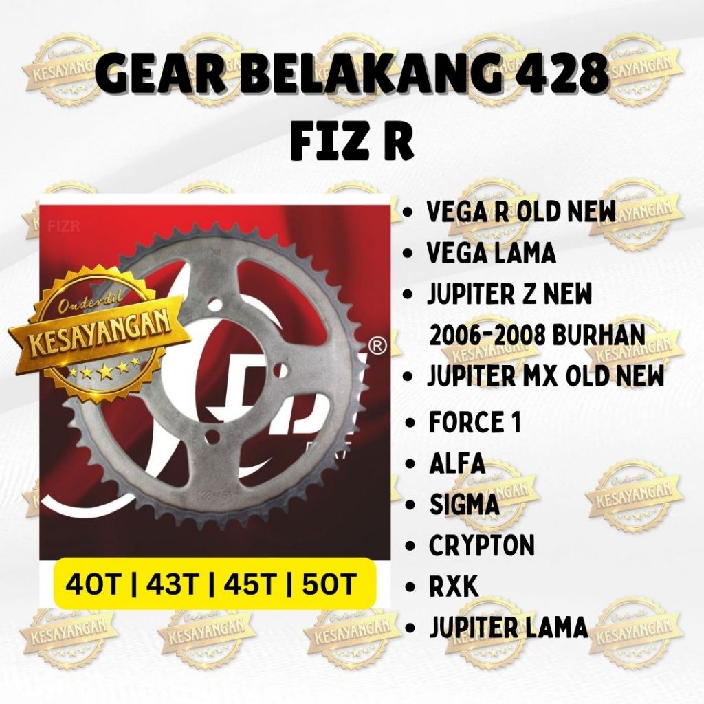 KEIJI GEAR BELAKANG 428 40T 43T 45T 50T YAMAHA FIZ R FIZR / FORCE1 / JUPITER LAMA OLD Z BURHAN / RXK