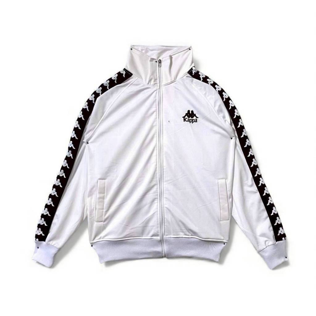 JAKET OLAHRAGA TRACKTOP KAPPA TAPED BLACK ON WHITE