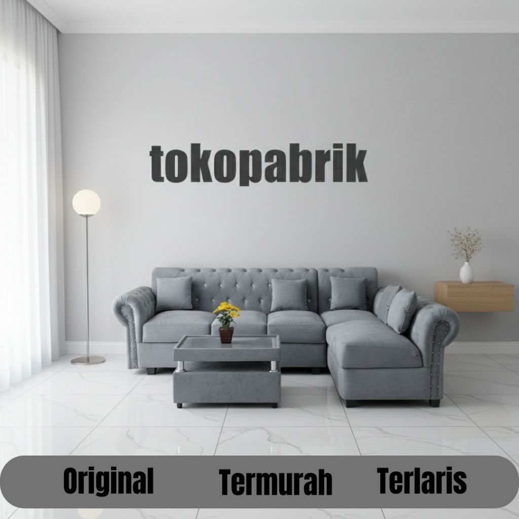 Sofa L Sudut Putus Minimalis | Kursi Ruang Tamu Murah | Sofa Minimalis