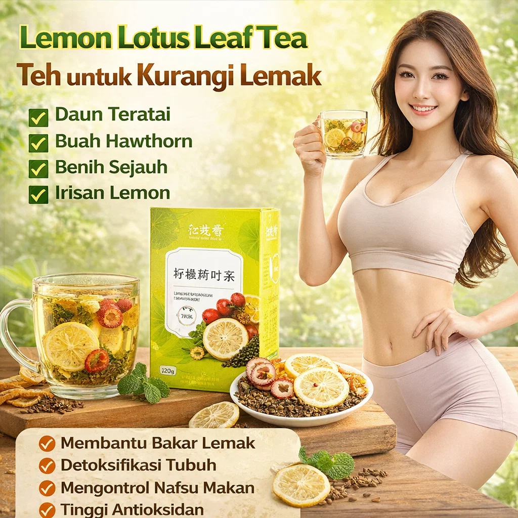 [GRATIS ONGKIR] Teh Herbal Lemon Teratai/Teh Herbal Pelangsing Perut/Daun Lotus + Lemon + Biji Cassi