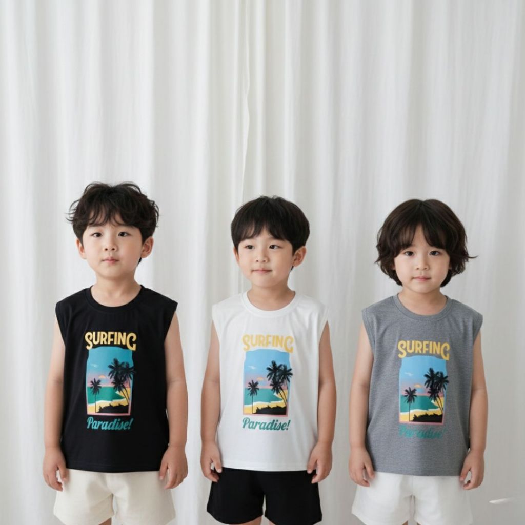 gentlekiddie TANK TOP ANAK PREMIUM - SUMMER TANK TOP - Kaos Musim Panas Anak Laki Laki Perempuan Baj