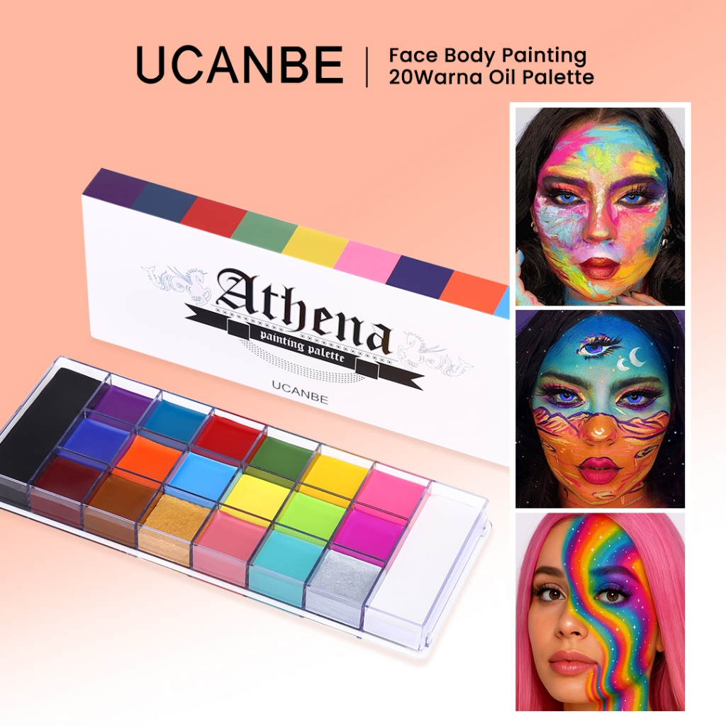 UCANBE ORIGINAL Athena Face Body Painting 20Warna Oil Palette Cat Wajah Profesional Halloween Makeup