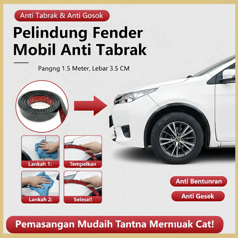 Pelindung Fender Mobil Anti Gores | List Karet Fender Carbon 1.5M | Universal Anti Benturan