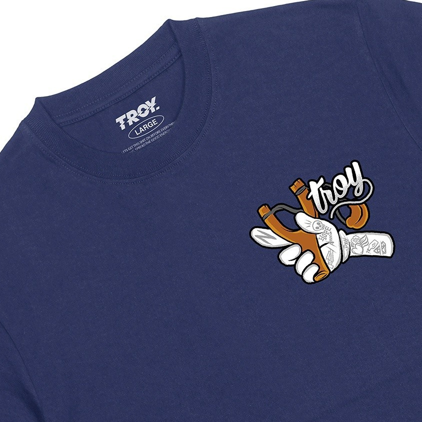 Troy Company T-shirt Blue Navy Ketapel Slingshot - Kaos Lengan Pendek Kaos Biru Navy MTD 2331