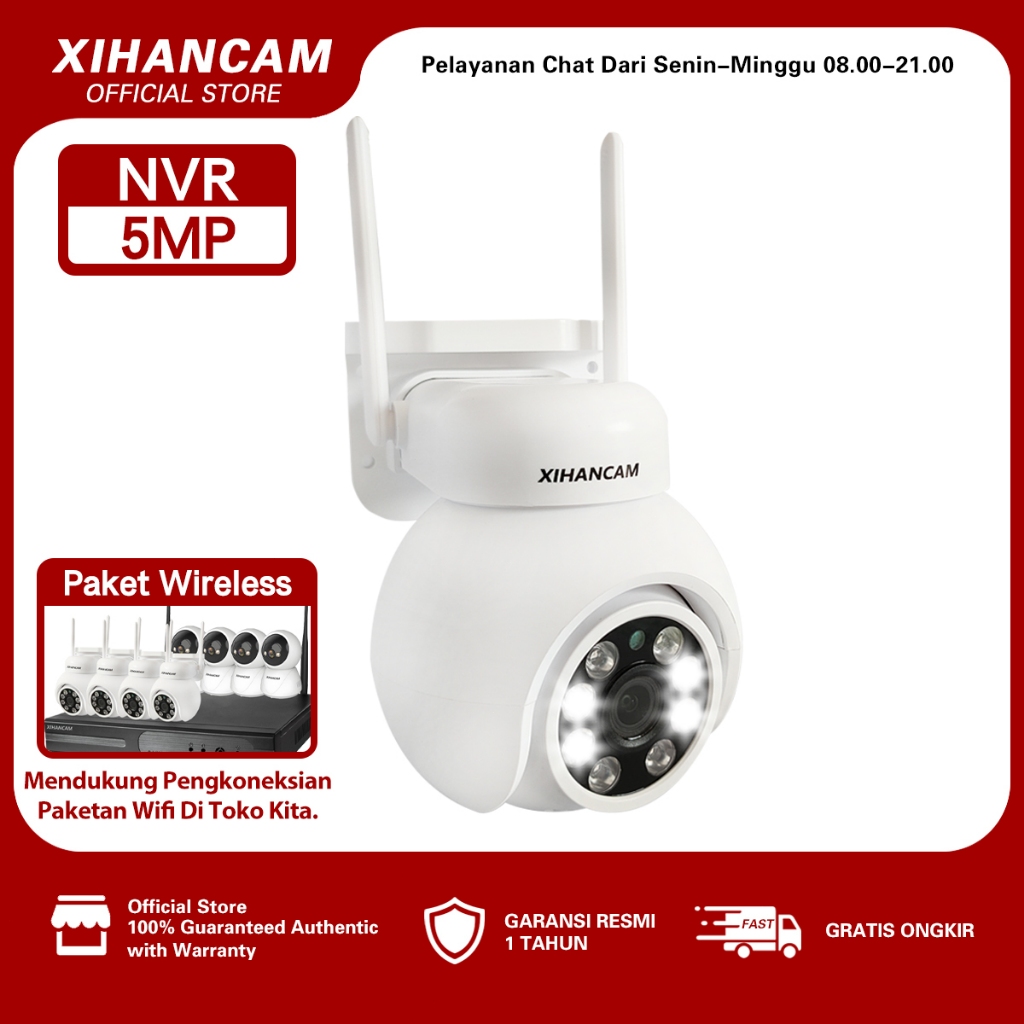 XIHANCAM 5MP CCTV Outdoor Wifi 4G Waterproof IP Kamera 360 Derajat CCTV Rumah Konek Ke Hp Jarak Jauh