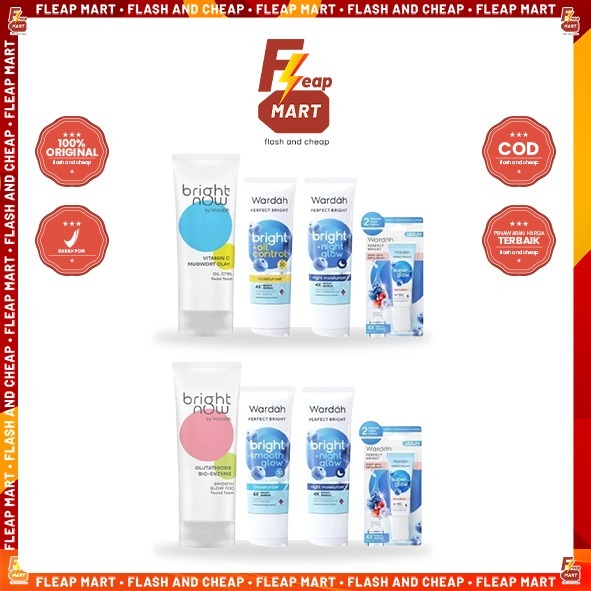 WARDAH Paket Perfect Bright - Facil Foam - Moisturizer - Night Moisturizer - Serum