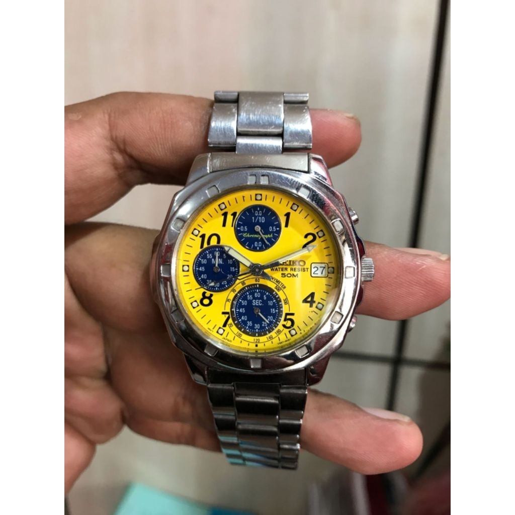 Jam tangan SEIKO Chronograph YellowPanda ORIGINAL