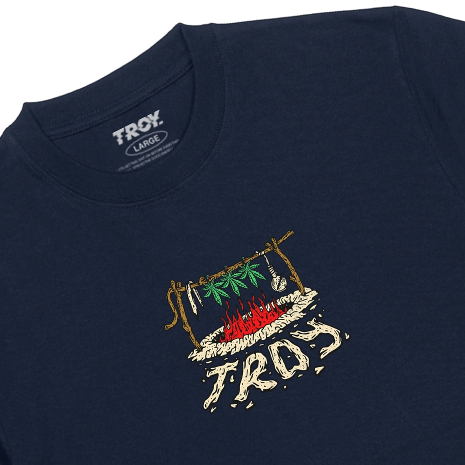 Troy Company T-shirt Navy Blue Burnt Leaves - Kaos Lengan Pendek Kaos Biru Navy MTD 3447