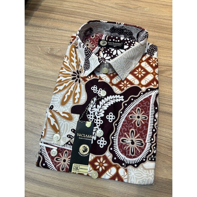 Khusus M - V4 Classic - Kemeja Batik Pria Lengan Panjang Katun Printing - BL 001