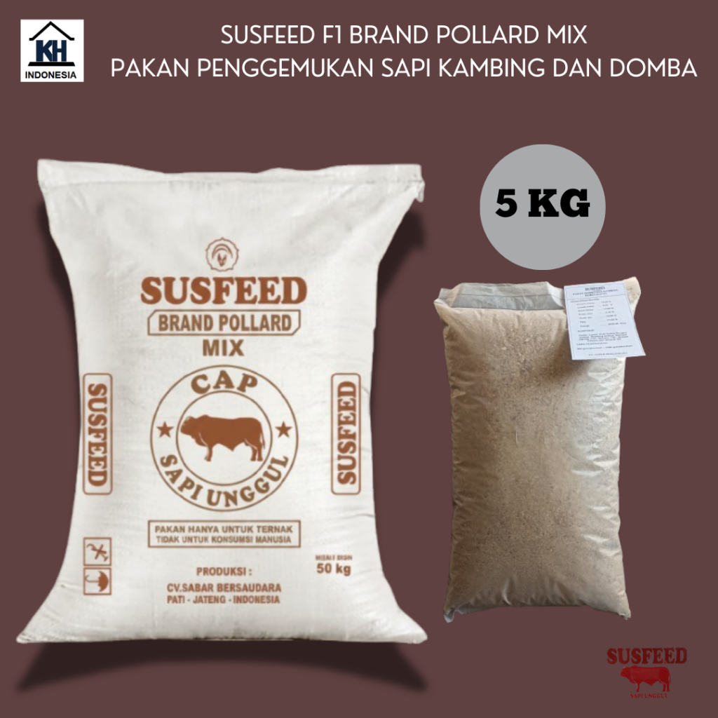 REPACK 5 KG - SUSFEED F1 POLLARD MIX - PAKAN SAPI KAMBING DOMBA AYAM BEBEK - PAKAN ALTERNATIF POLAR 