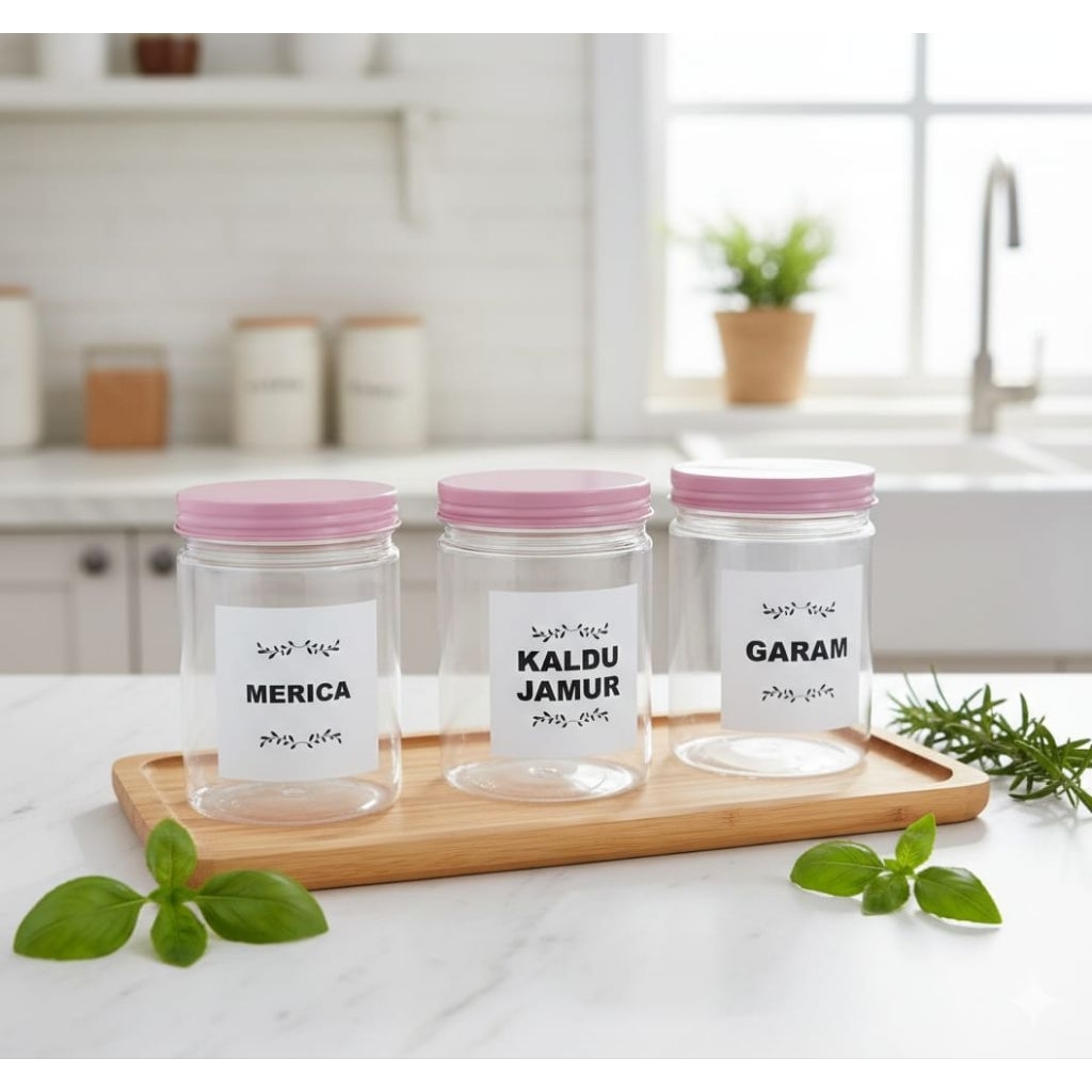 TOPLES BUMBU AESTHETIC 800ML TUTUP ALMINIUM PINK  FREE LABEL WATERPROOF