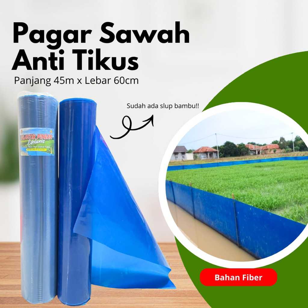 (Lebar 60cm) Pagar Sawah Pinian Panjang 45m-Plastik Pagar Sawah Anti Tikus Lebar 60cm-Plastik Pinian
