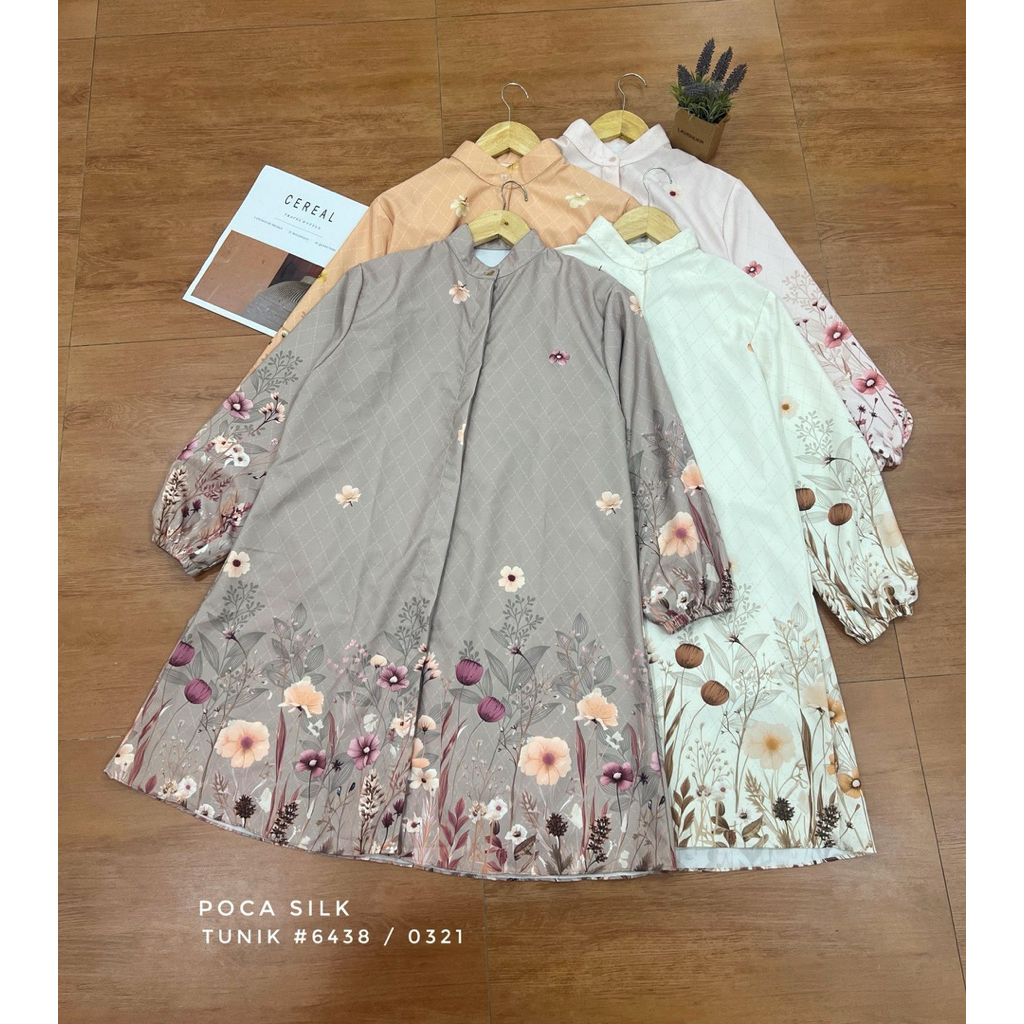Tunik Muslimah Motif Bunga | Bahan Silk Adem & Ringan