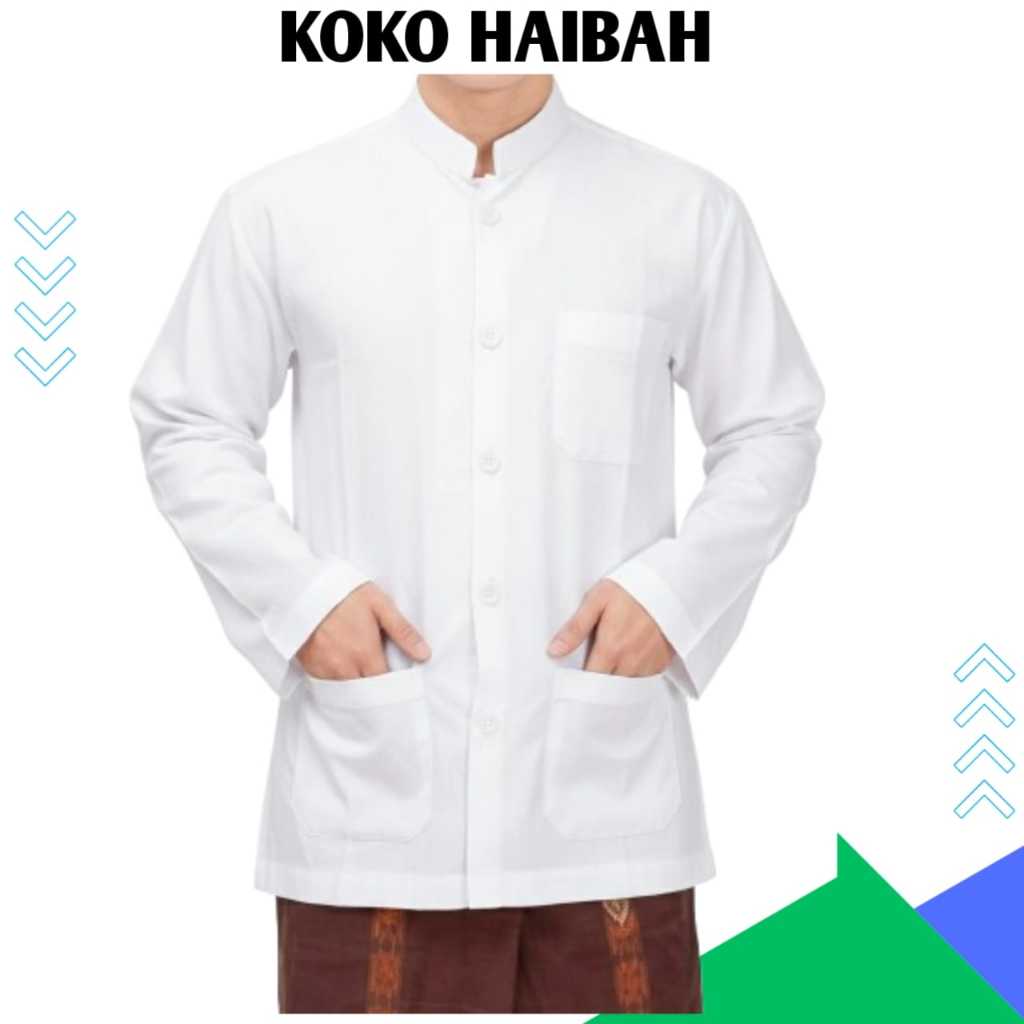 BAJU KOKO HAIBAH DEWASA PUTIH MODEL AMMU LENGAN PANJANG MERK ANNUR