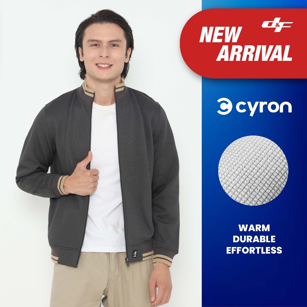 d&f CVC Jaket Biker pria - abu muda