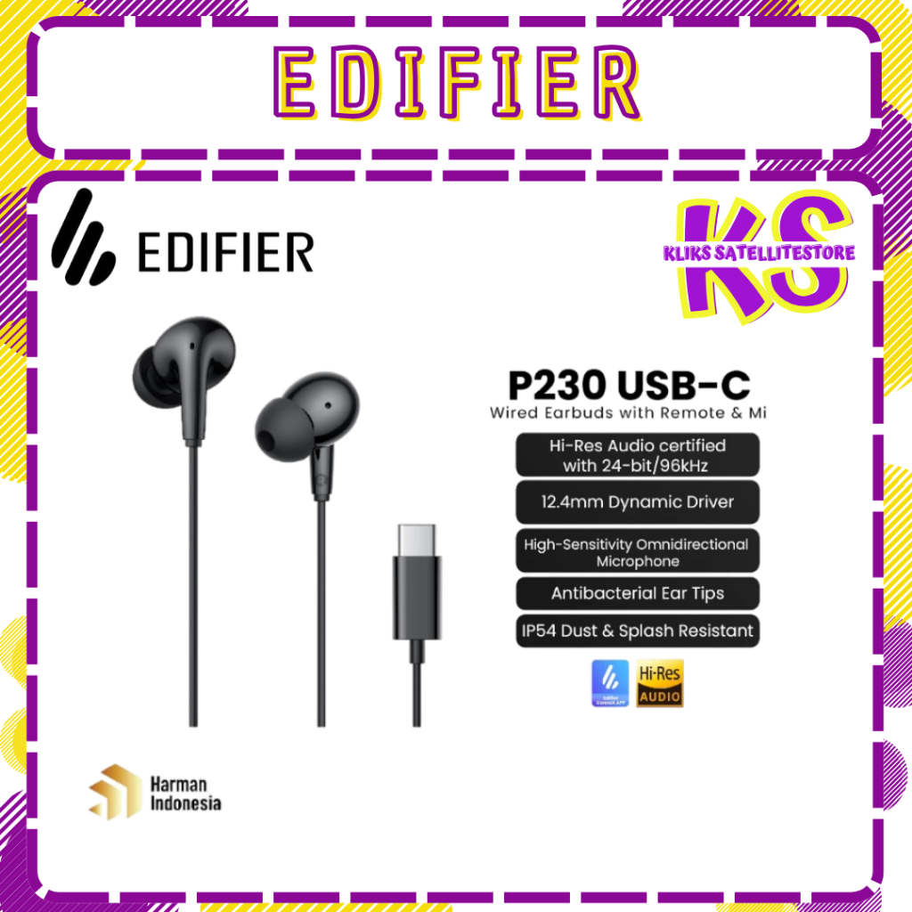 EDIFIER P230 USB-C Wired Earbuds with Remote and Mic