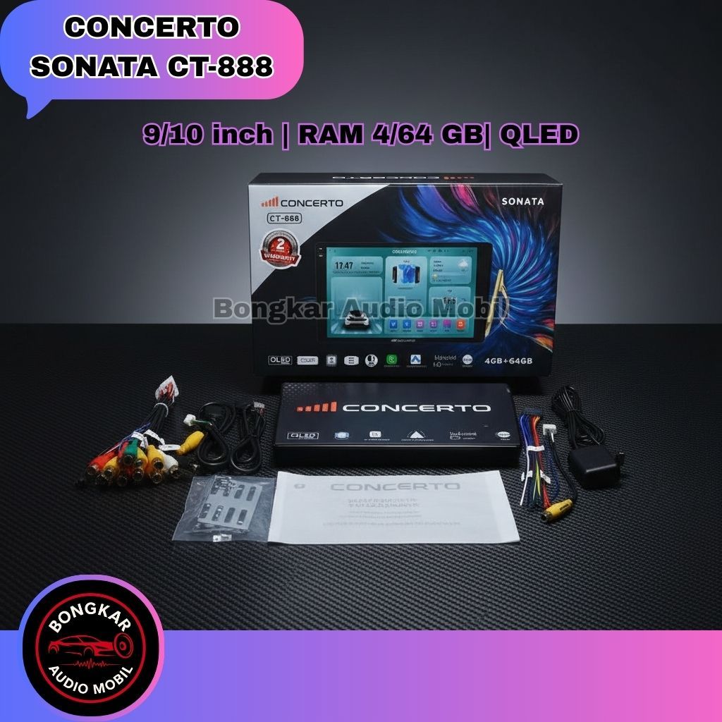 HEAD UNIT ANDROID 9 INCH CONCERTO CT-888 SONATA RAM 4/64GB