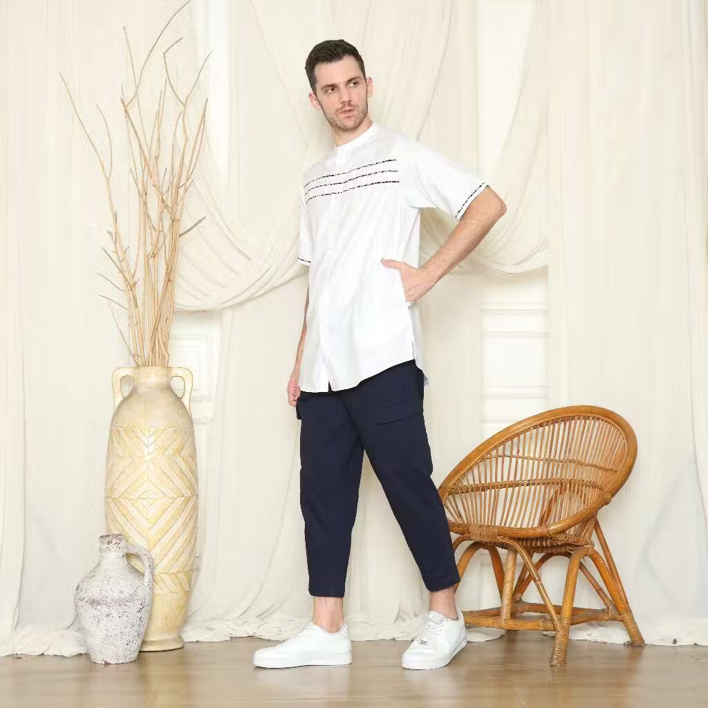 Baju Koko Fatih. Baju koko pria Lengan pendek Putih
