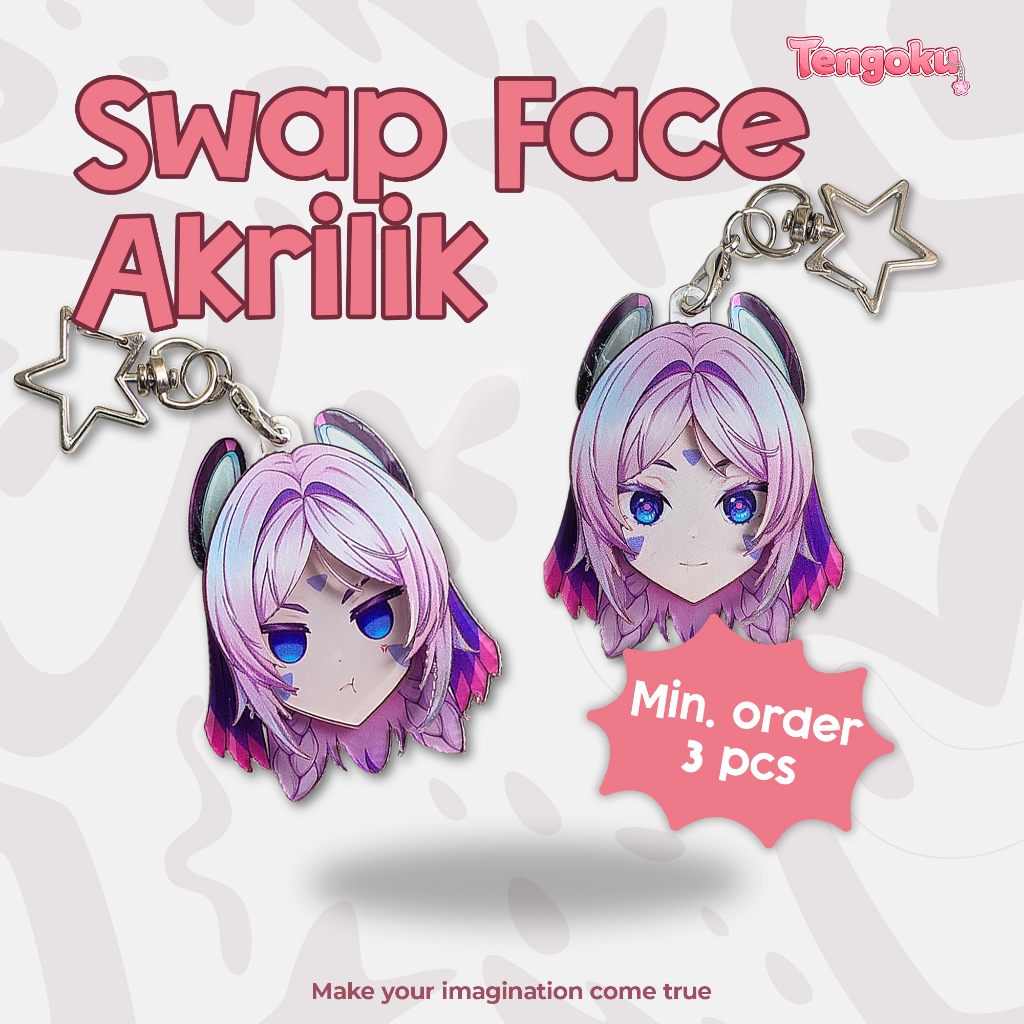 Gantungan Kunci ganti wajah - Keychain Swap Face Acrylic Custom