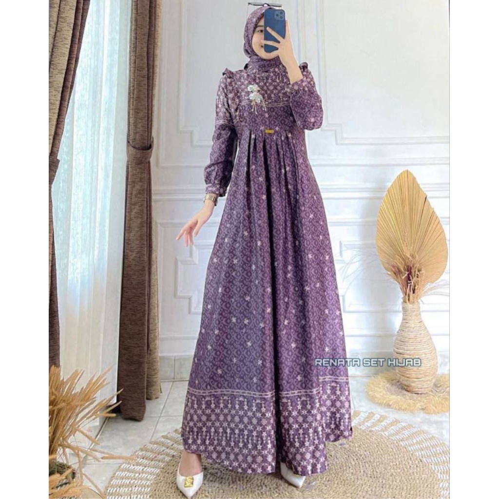 dress silk // dress lebaran // set hijab