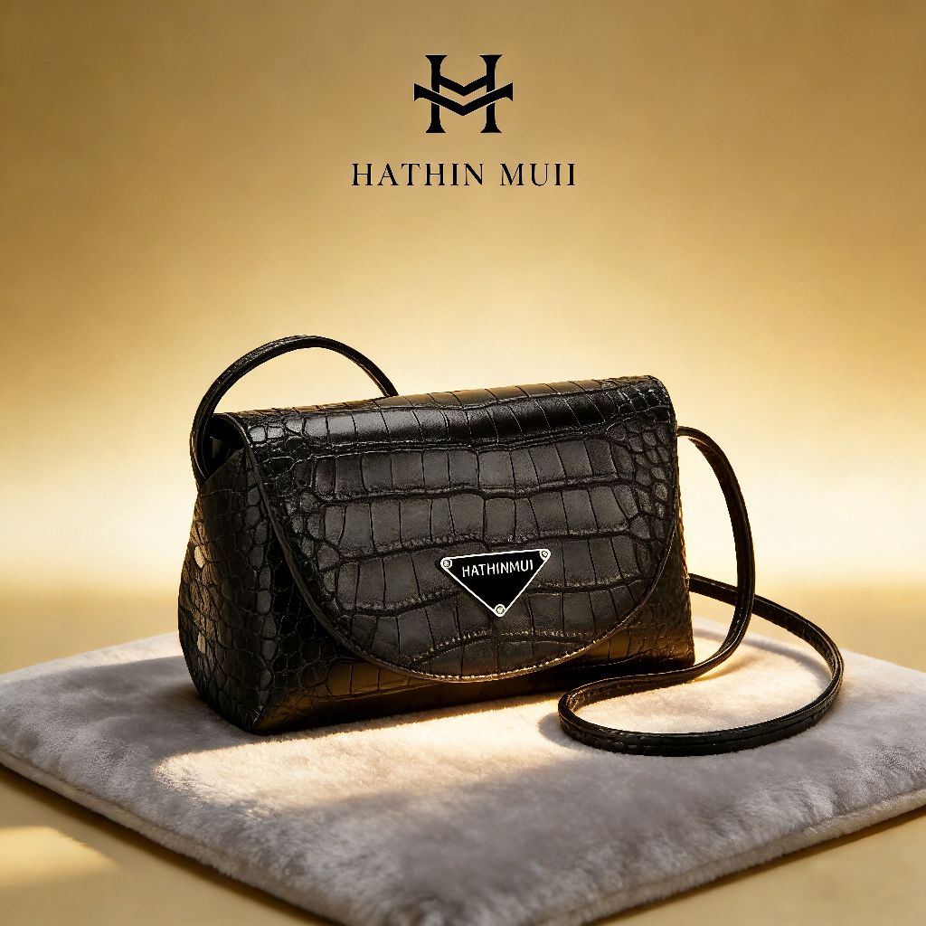 HathinMuii - Tas Bahu Shoulder bag Tas Wanita Tas Selempang Wanita Fashion Croco Leather Slingbag Cr