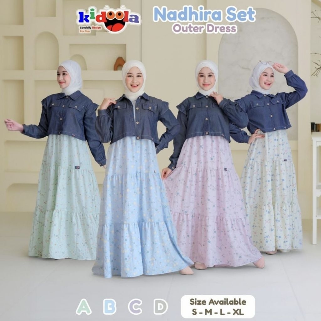 [7-16 th] GAMIS SET OUTER NADHIRA BY KIDOOLA NAOMI SHAFIYAH DAHLIA ANAK CEWEK REMAJA TANGGUNG 7 8 9 