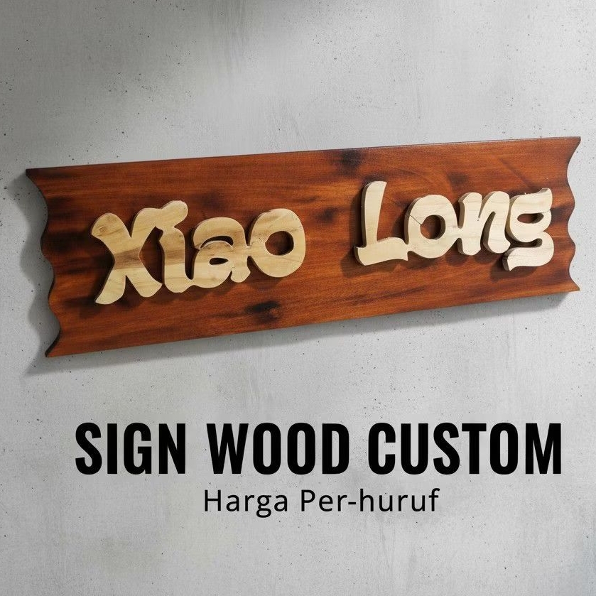 Custom Papan Nama Kayu Ukir Tulisan Huruf Timbul