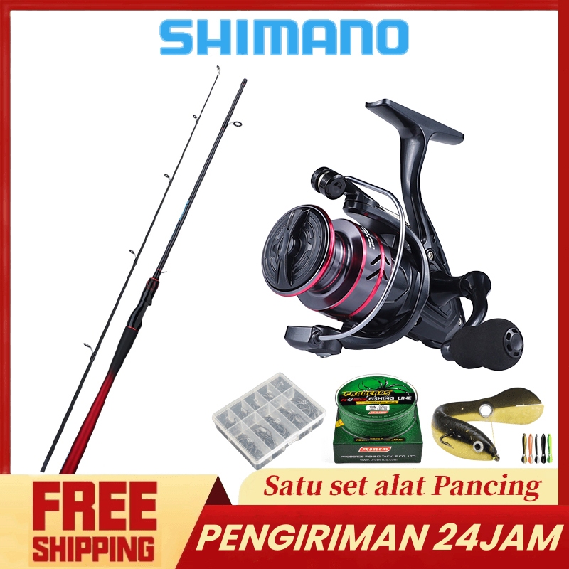 SHIMANO Set Pancing Laut & Air Tawar Joran Karbon Berongga 2 Bagian Tipe M 1.65/1.8/2.1m Dilengkapi 