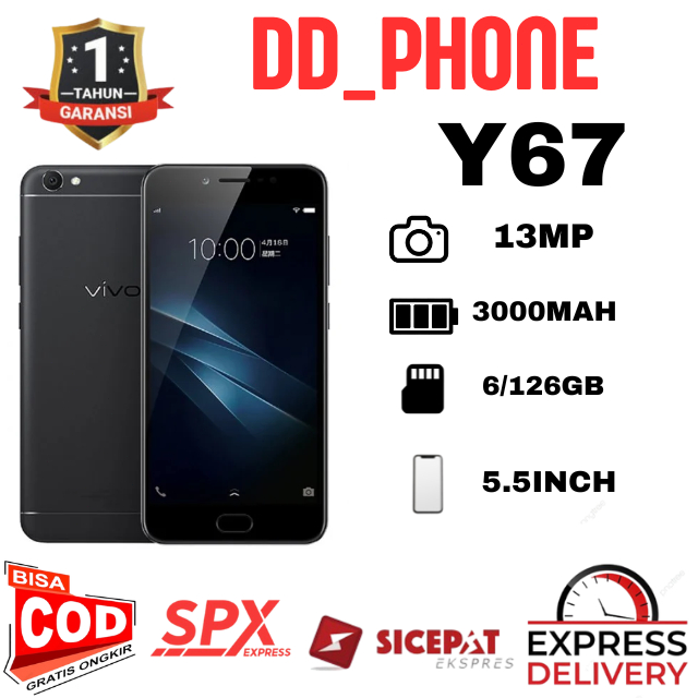 HP SMARTPHONE ANDROID Vivo Y67 6+128GB 4G LTE Fullset Bergaransi 12 Bulan