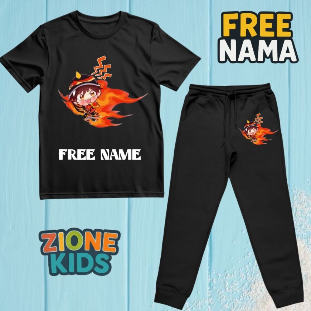 Kaos Stelan Anak Celana Joger Karakter Boboiboy Api Terbaru Lucu Keren Cocok Untuk Anak Laki Laki & 